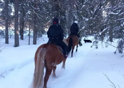 Monter à cheval dans la neige